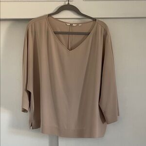 Uniqlo Beige V-Neck Women's Blouse
